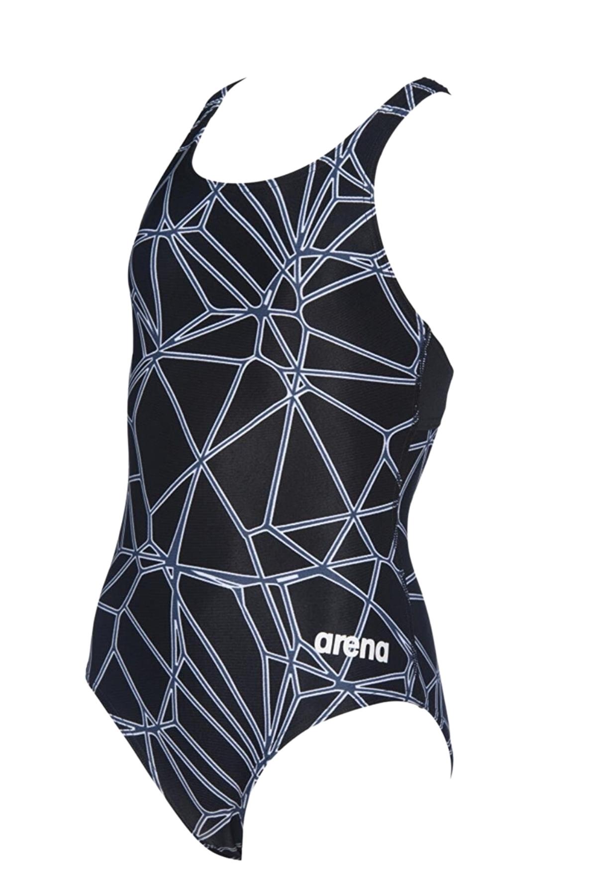 Arena 003338505 - Girls Carbonics New Swim Pro Back Çocuk Siyah Yüzücü Mayosu
