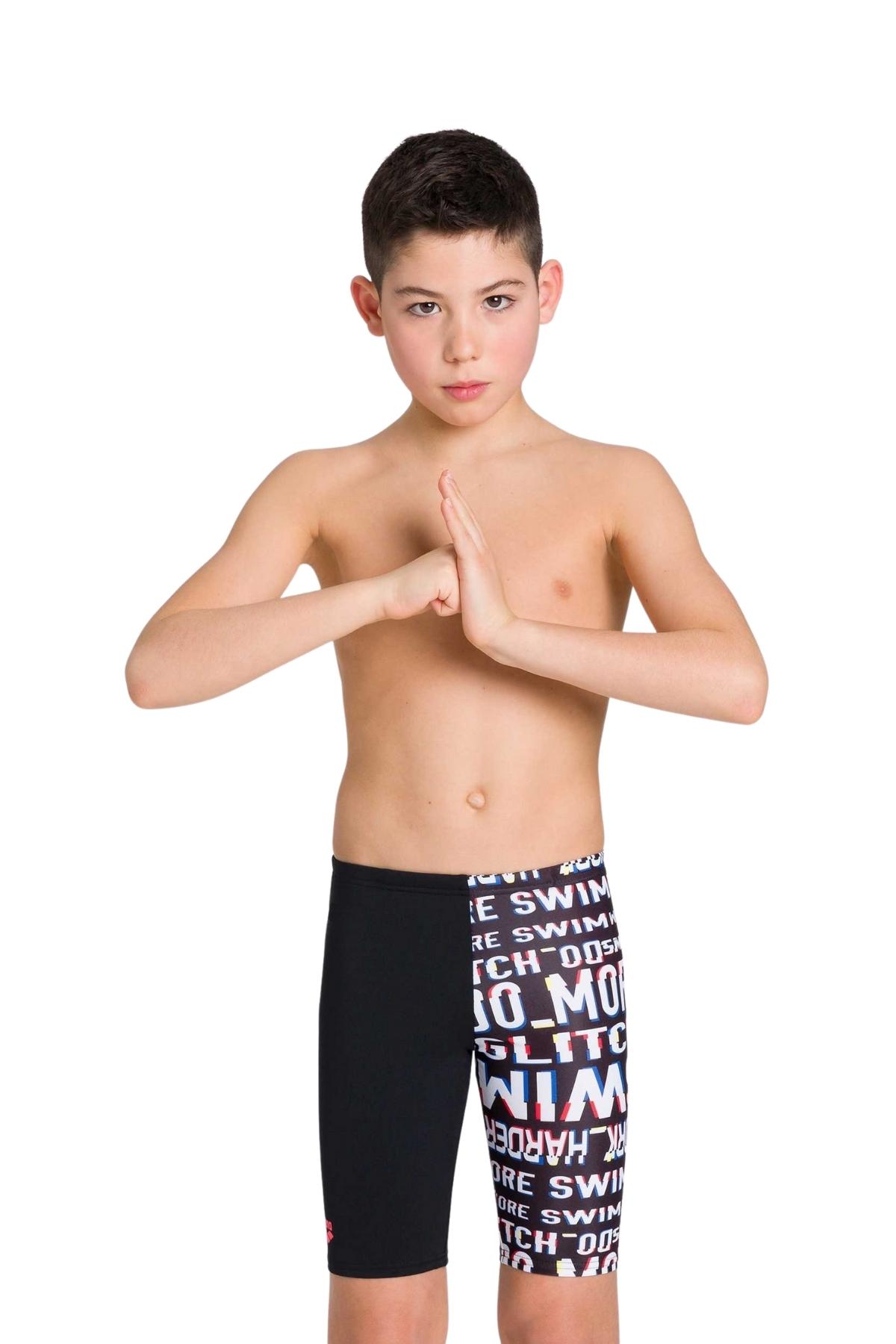 Costume Da Bagno Arena Neon Glitch Jr - Slip Nuoto Bambini Resistente Al Cloro UPF50+ - Foto 2