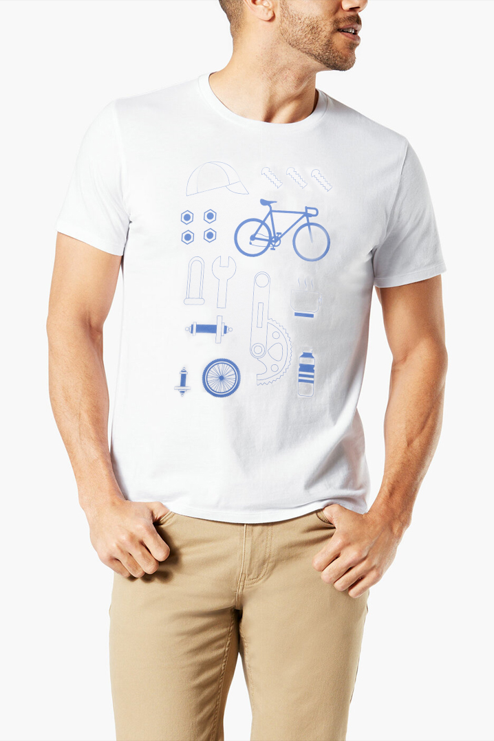 Milo CY202005 - Bisiklet Temalı Beyaz Tişört