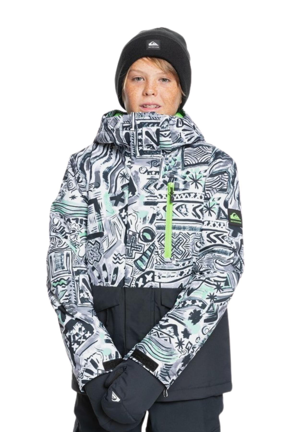 Quiksilver Misson Printed Block Çocuk Yeşil Snowboard Montu