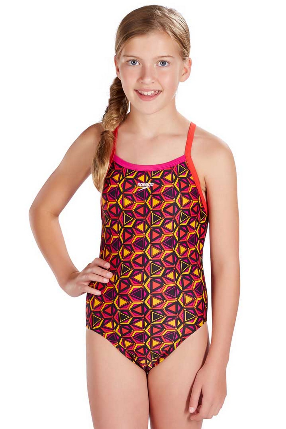 Speedo 8-10839B - Pattern Pop XBack Kız Çocuk Fuşya Yüzücü Mayosu
