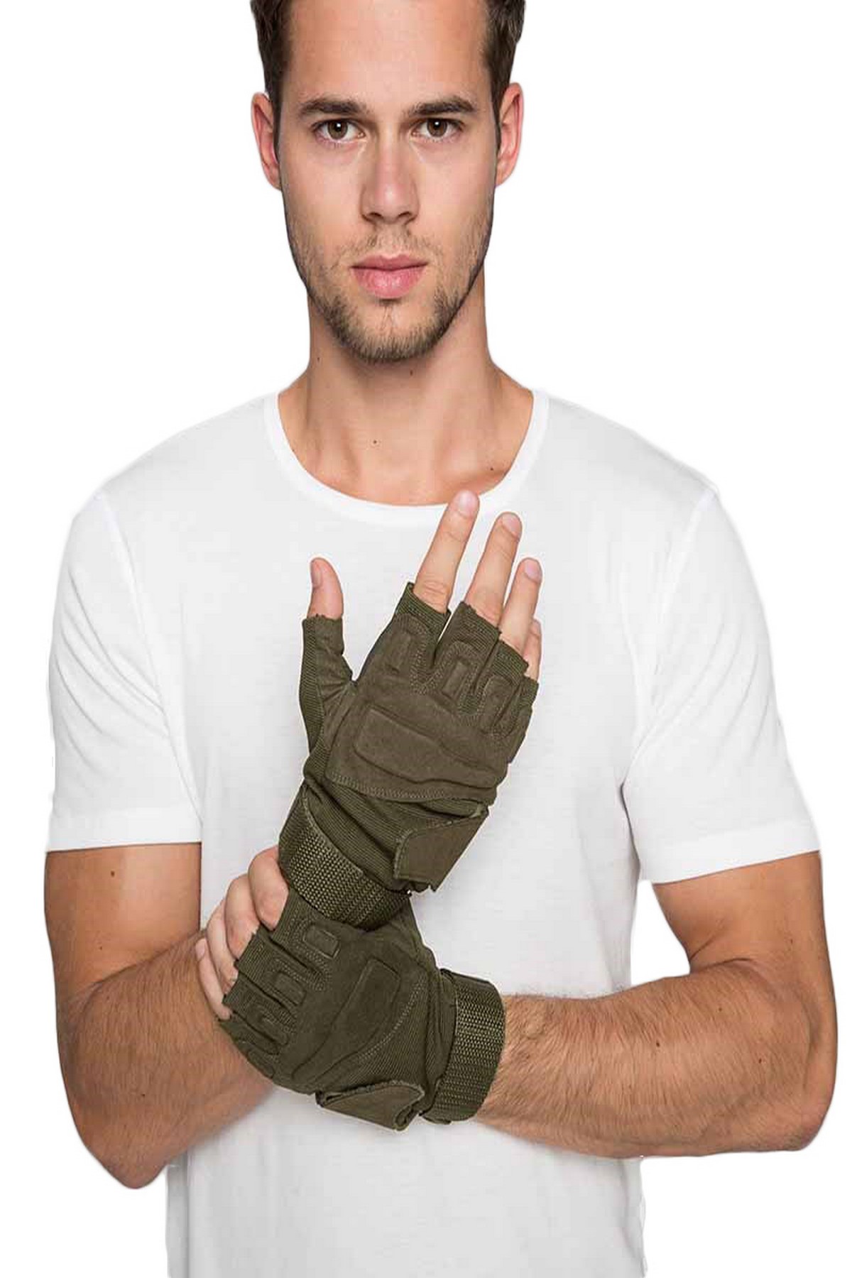 Thermoform HZTG2006 - Tactical Yarım Parmak Unisex Haki Eldiven