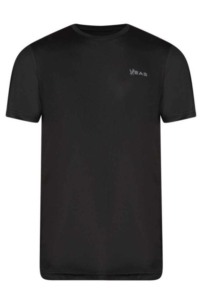 2AS Alex Sıfır Yaka Pamuklu Siyah Tişört  2ASALEXSMFB25-1