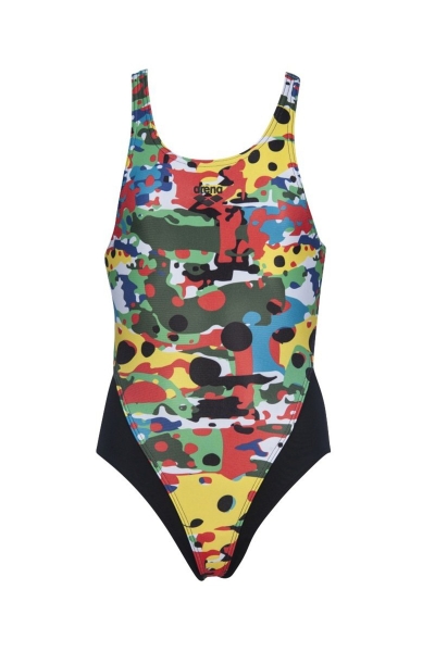 Arena 002925500 - Kız Çocuk Camouflage Tech Back Yüzücü Mayosu