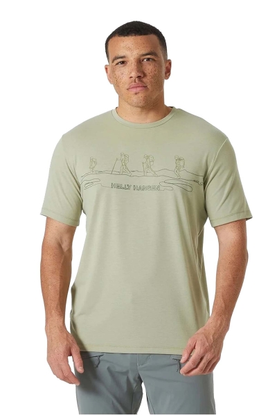 Helly Hansen Skog Recycled Graphic Erkek Yeşil Yuvarlak Yaka Tişört HHA.63082.463