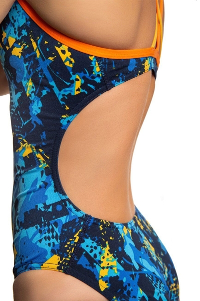 Mad Wave Mavi Yüzme Askılı Kız Çocuk Havuz Mayosu Crossback