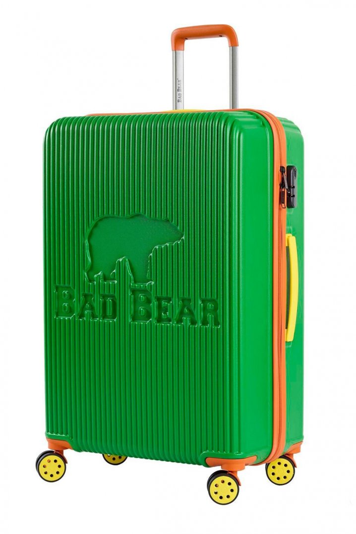 Bad Bear Logo Yeşil Orta Boy Seyahat Tekerlekli ABS Valiz 65 Lt. 