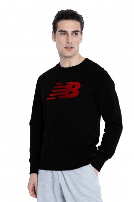 New Balance Logo Mens Crew Siyah Erkek Sweatshirt