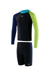 Speedo Colourblock Long Sleeved Siyah Mavi Erkek Çocuk Yüzücü Mayosu