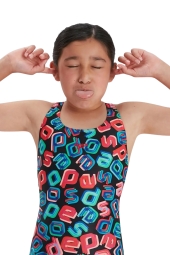 Speedo Leaderback Allover Kız Çocuk Yüzücü Çok Renkli Mayo