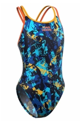 Mad Wave Mavi Yüzme Askılı Kız Çocuk Havuz Mayosu Crossback