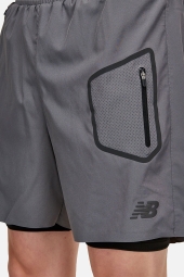 New Balance Erkek Astarlı Gri Koşu Şortu