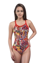 Turbo Happy Girl Renkli Desenli Kız Çocuk Mayo 5556614-0000